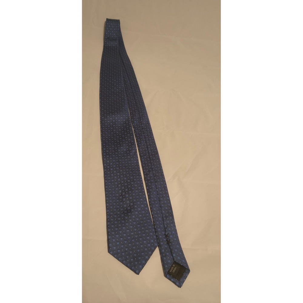 Kenneth Cole New York Mens Blue Geometric Silk Necktie Classic Business Formal